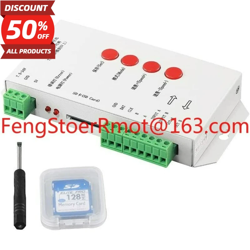 Контроллер светоизлучающего диода WS1903 WS2811 T1000S WS2813 Светоизлучающий диод 2048 пикселей Программа Контроллер SD-карты DC5-24V