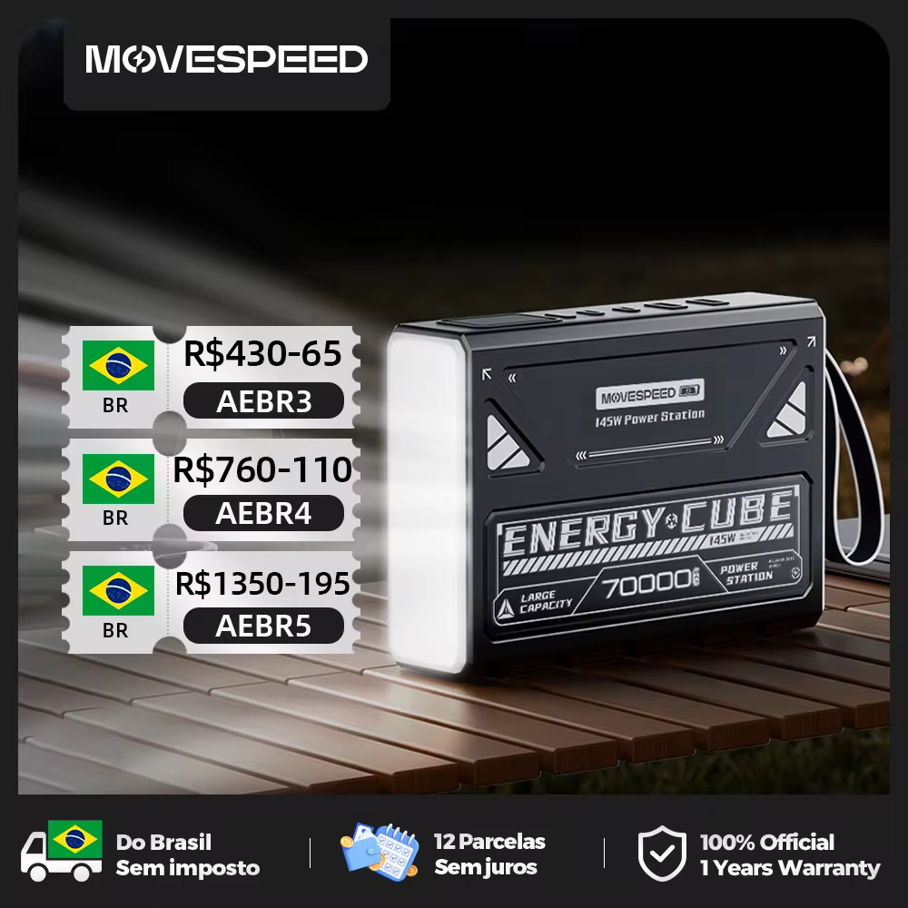 Movespeed z70pro power bank 70000mah 140w pd estação de energia de bateria externa de carga rápida com lanterna para laptop acampamento ao ar livre