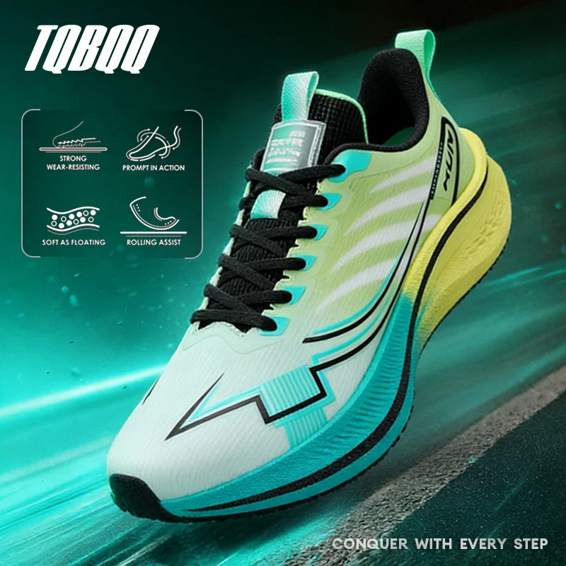 

Men's Cushioning Running Shoes with Carbon Plate Marathon Women Lightweight Spring Sneakers Shock Absorption for Jogging Workout