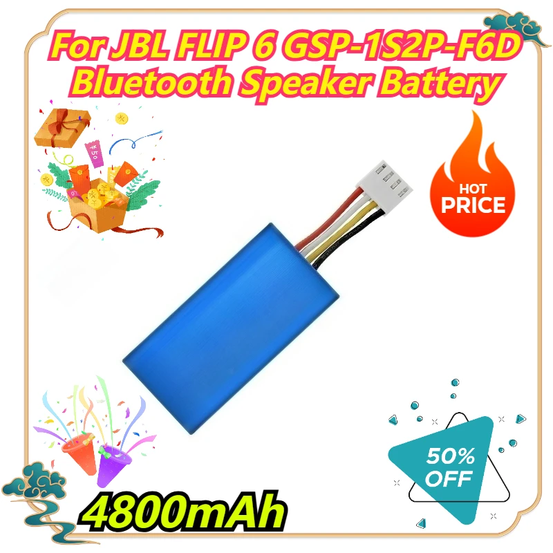 

4800mAh For JBL FLIP 6 GSP-1S2P-F6D Bluetooth Speaker Battery