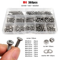 M1.6 M2 M2.5 M3 M4 M5 M6 M8 GB818 304 A2 Stainless Steel Cross Phillips Round Pan Head Screw Bolt Nut Washer Mix Sizes Set Kit