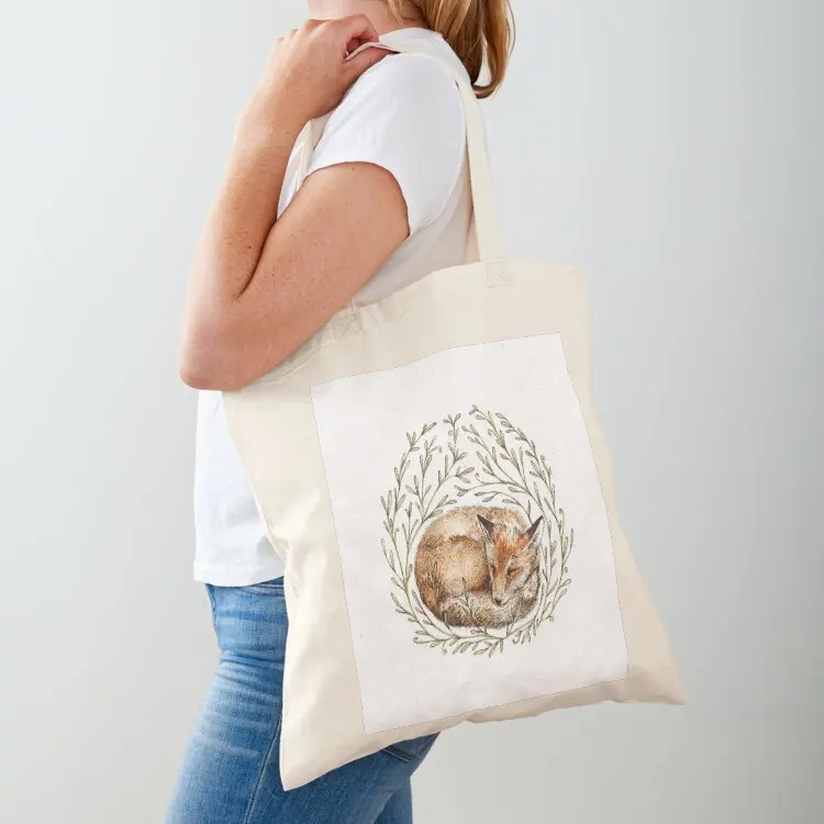 

Sleeping Fox Tote Bag cute tote bag Gift bag shopping supermarket folding