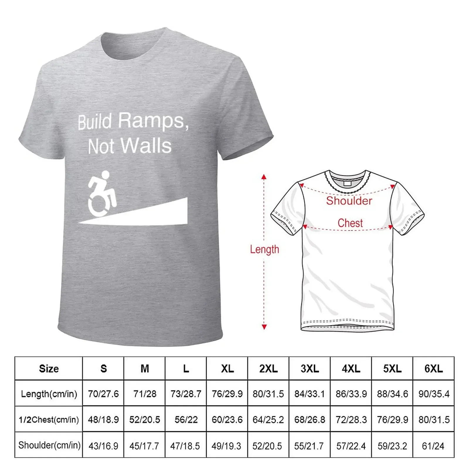 Build Ramps Not Walls Disability Rights T-Shirt oversizeds for a boy plain white t shirts men