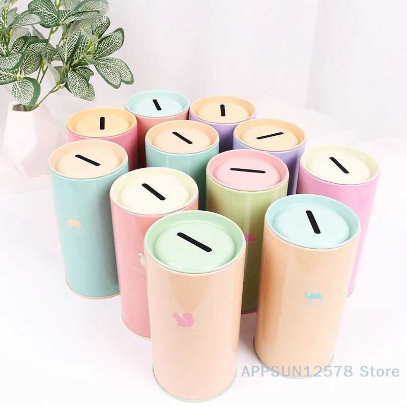 1PC Tinplate Round Animal Piggy Bank Color Piggy Bank Metal Coin Box Home Decoration Money Box