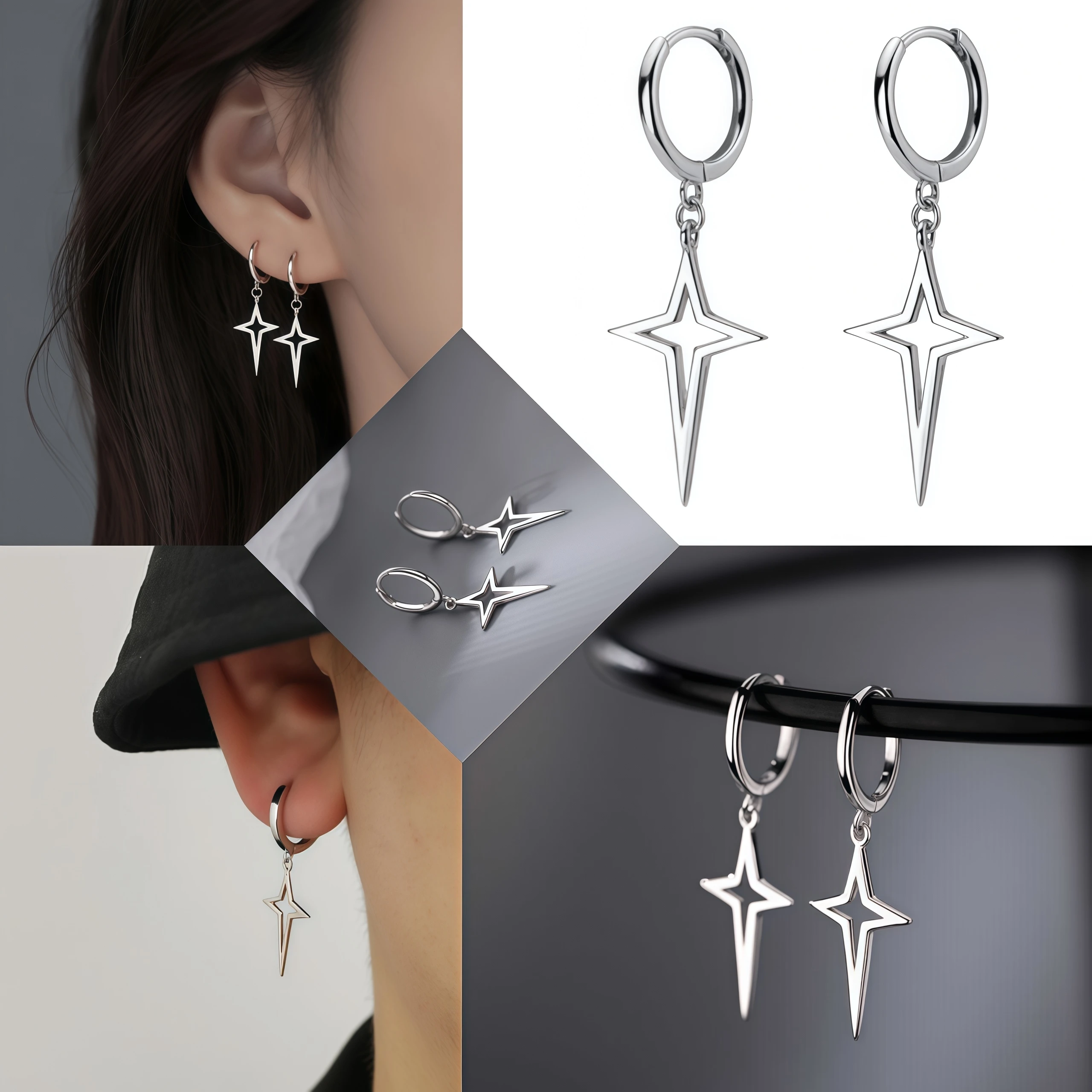 1-10Pairs Stern Unregelmäßige Nette Frau Edelstahl Baumeln Ohrringe für Mann Romantische Y2K Überspannung Schmuck Täglichen party Neue