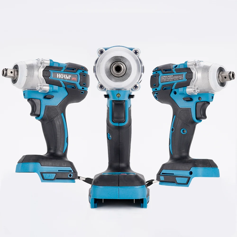 18V 520Nm Brushless Cordless Electric Impact Wrench Rechargeable 1/2 Wrench For Makita 18V Battery+Wrench Socket+3000mAh Battery