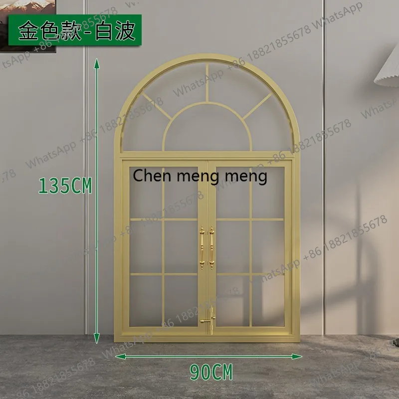 Custom French retro double open window dining room arched floor-to-ceiling window study glass window