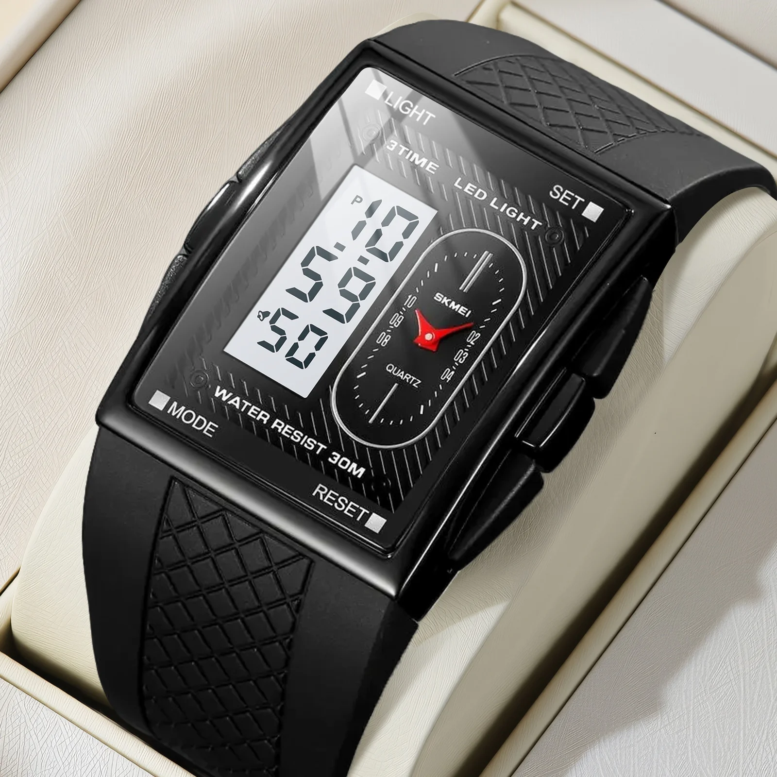 

SKMEI модные часы-будильник для мужчин, деловые цифровые электронные часы, водонепроницаемые наручные часы с хронографом, спортивные кварцевые часы