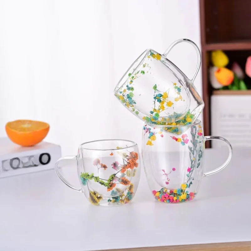 

Perborosilicate creative dried flower double wall glass