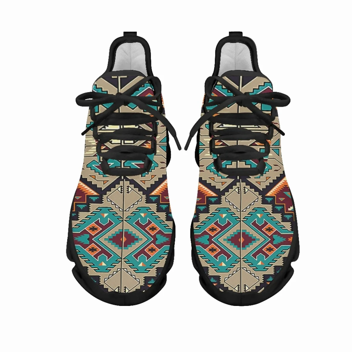 American Tribes Print Mens Chunky Shoes Retro Design Custom Ladies Walking Style Shoes Flats Mesh Zapatillas