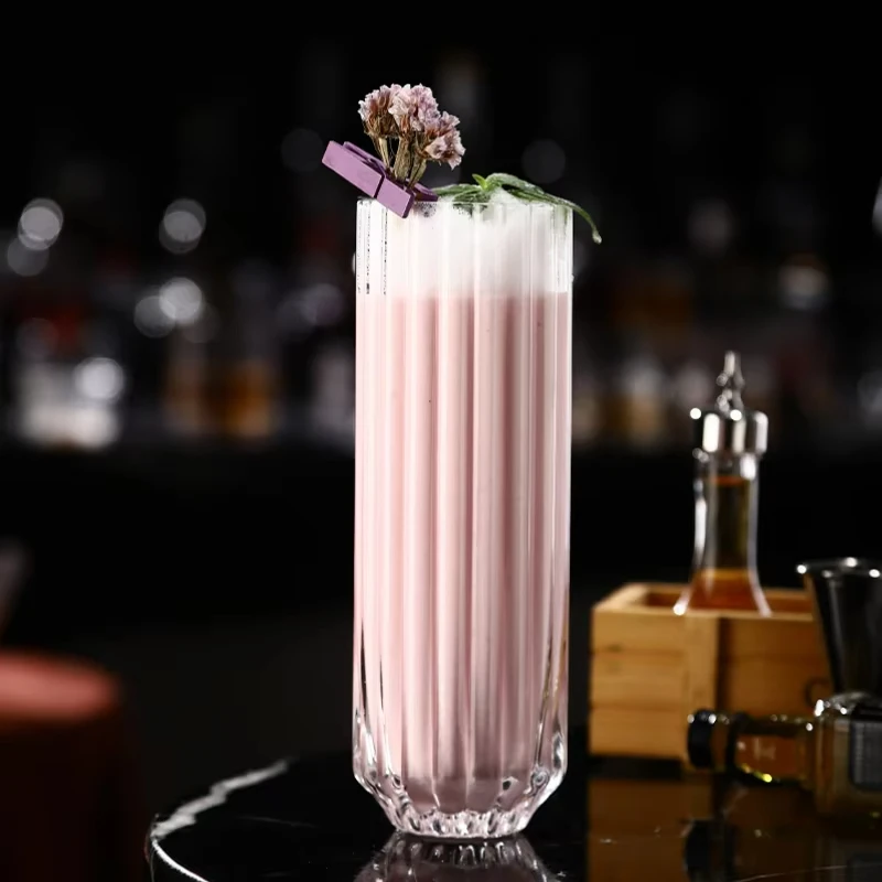 

Korean Style Stripe Bud Cocktail Glasses Cup Creative Highball Coilin Glass Cup Korean Soju Drink Glass Drinkware