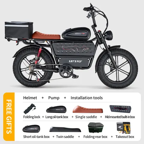 HAHOO H20 20 tums vuxen el-mountainbike 2000W borstlös motor 48V 60Ah elcykel dubbelfjädring terrängcykel med däck 8 best sales EU-lager fatbike - №4