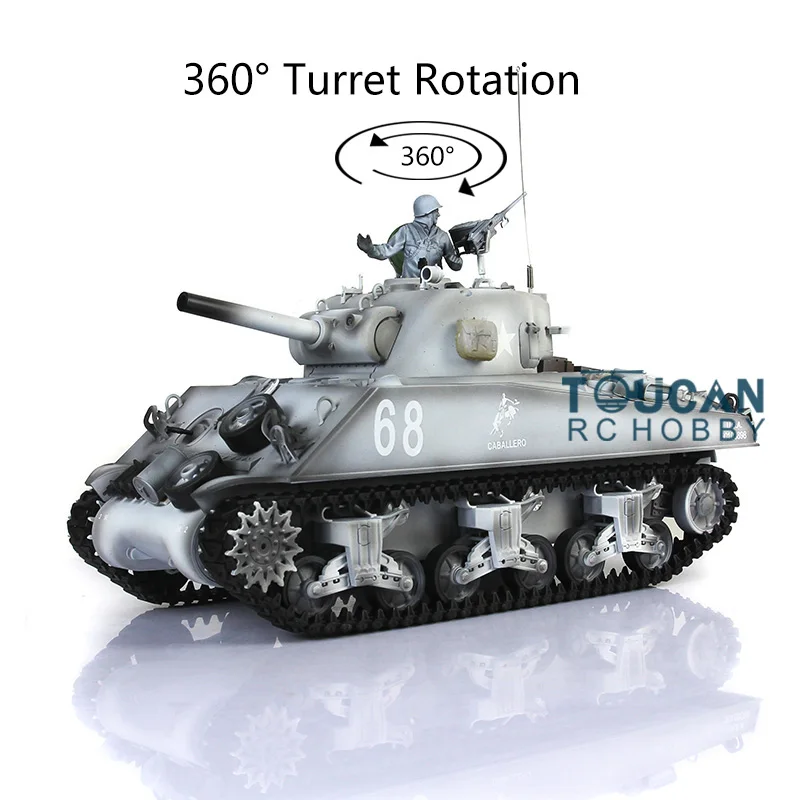 2.4G HENG LONG 1/16 Snow 7.0 Plastic M4A3 Sherman RTR Remote Contolled Tank 3898 360° Turret Controlled Panzer TH17687-SMT4