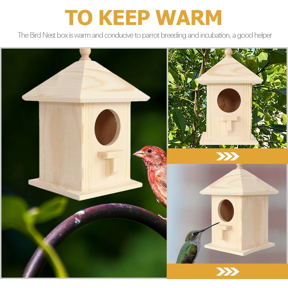 

Wooden Bird for Wooden Bird House Garden Decoration Outdoor Pet Supplies Parrot Breeding Box Hanging Nest Home Adornment