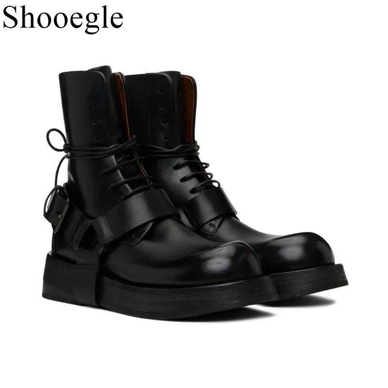 Fashion Leather Men Lace Up Boots Ankle Men Boots Design New Style Low Heel Men Boots