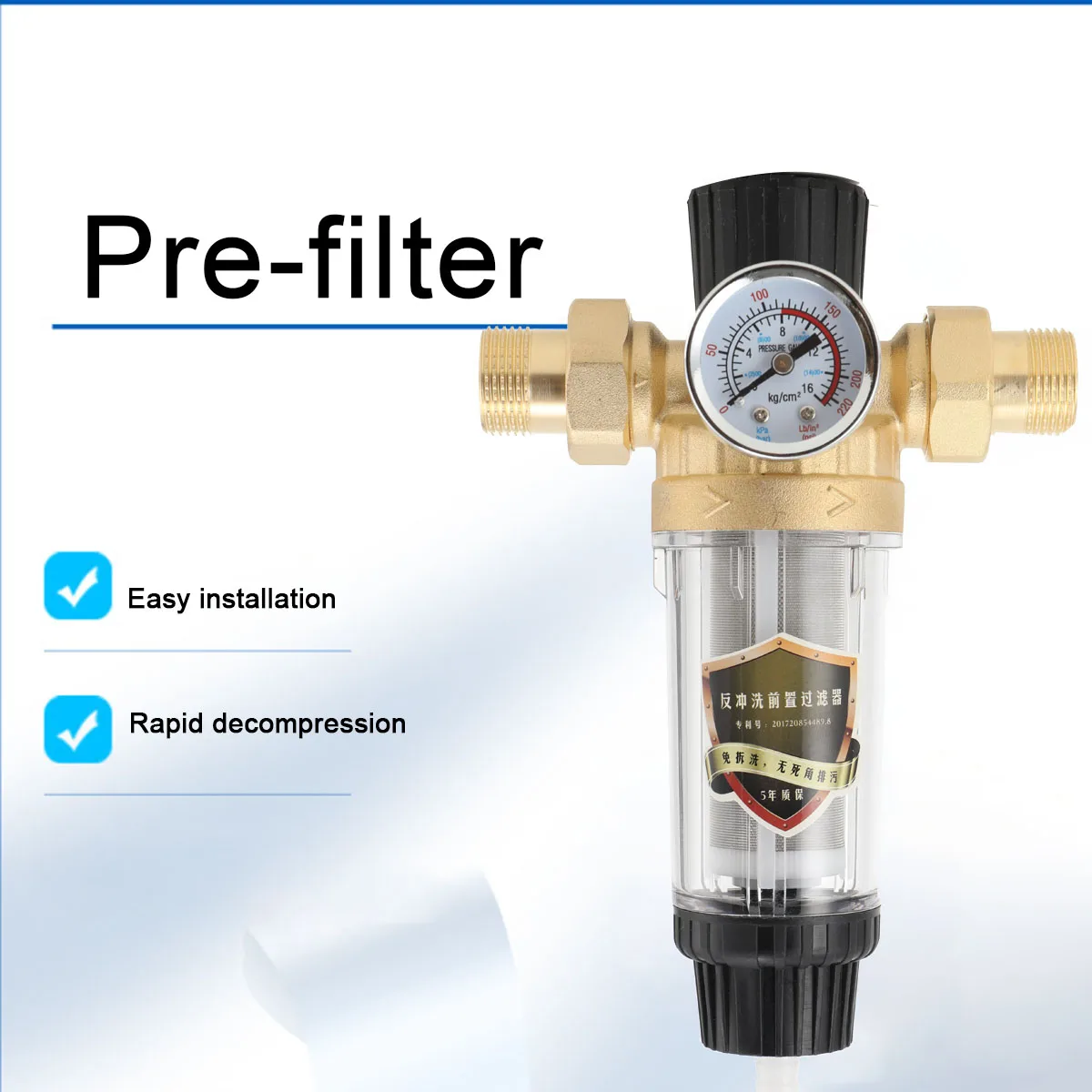 Filtre à eau du robinet réutilisable, filtre fin coulant en acier inoxydable, pré-filtre, filtre à sédiments pour tuyau d'eau de puits 25mm