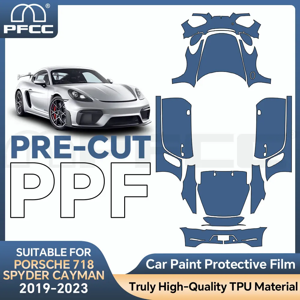 

For Porsche 718 Spyder Cayman GT4 2019 TPU Paint Protective Film Custom Fit Anti Scratch Self Healing Finishing Car Accessories