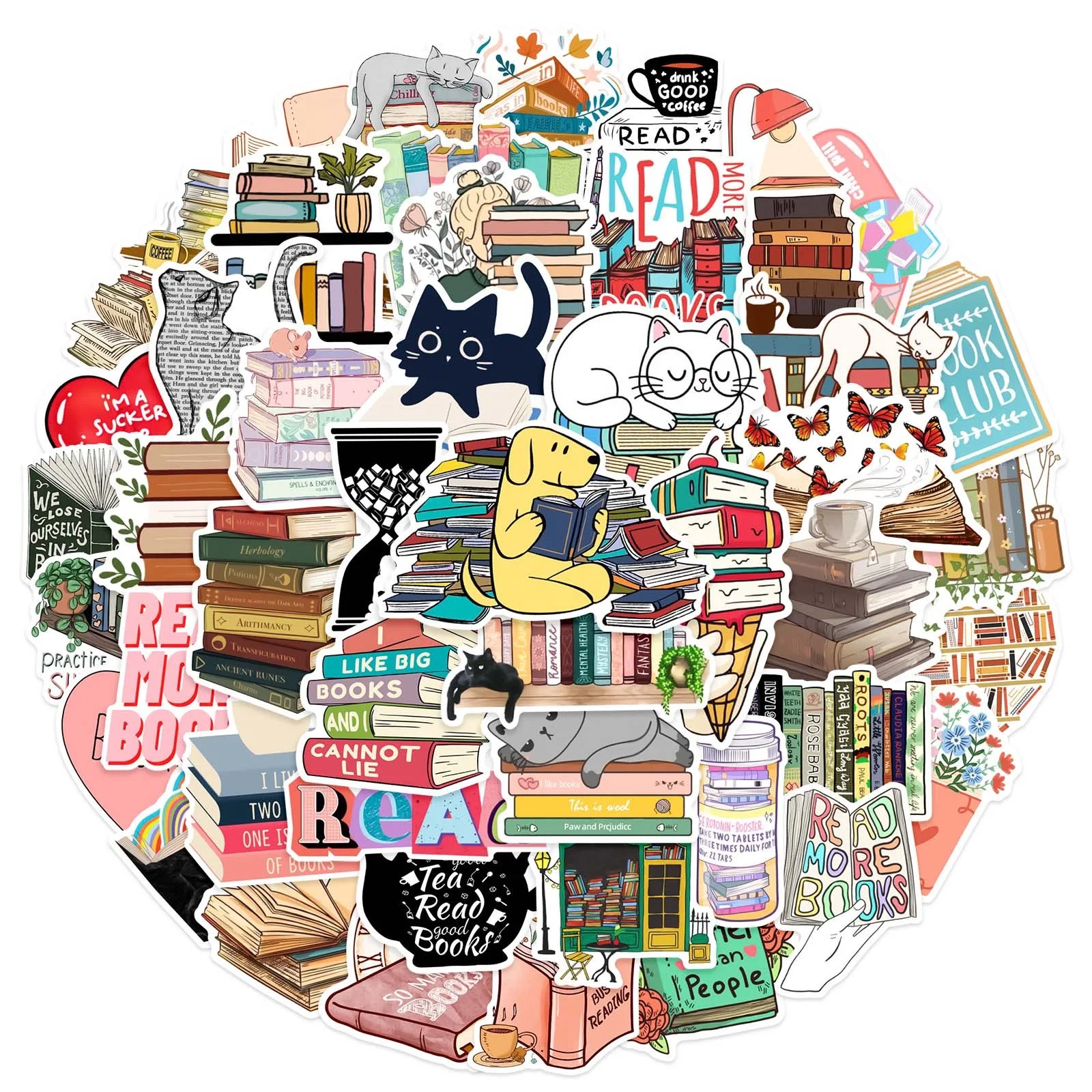 10/30/50PCS Diary Book Reading Stickers Aesthetic DIY Scrapbook Notebook Phone Laptop Guitar Luggage Graffiti Sticker Toy