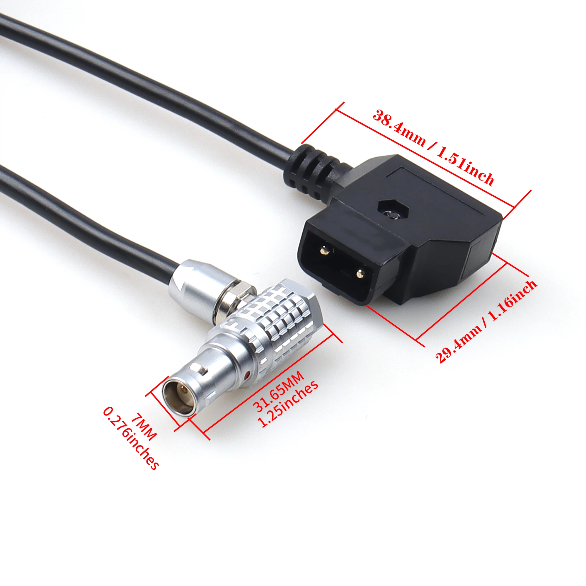 DTAP to 0b 2pin female Power Cable 22AWG PVC for ARRI Starlite SmallHD 503 power cable | 1M/39.37inch | black