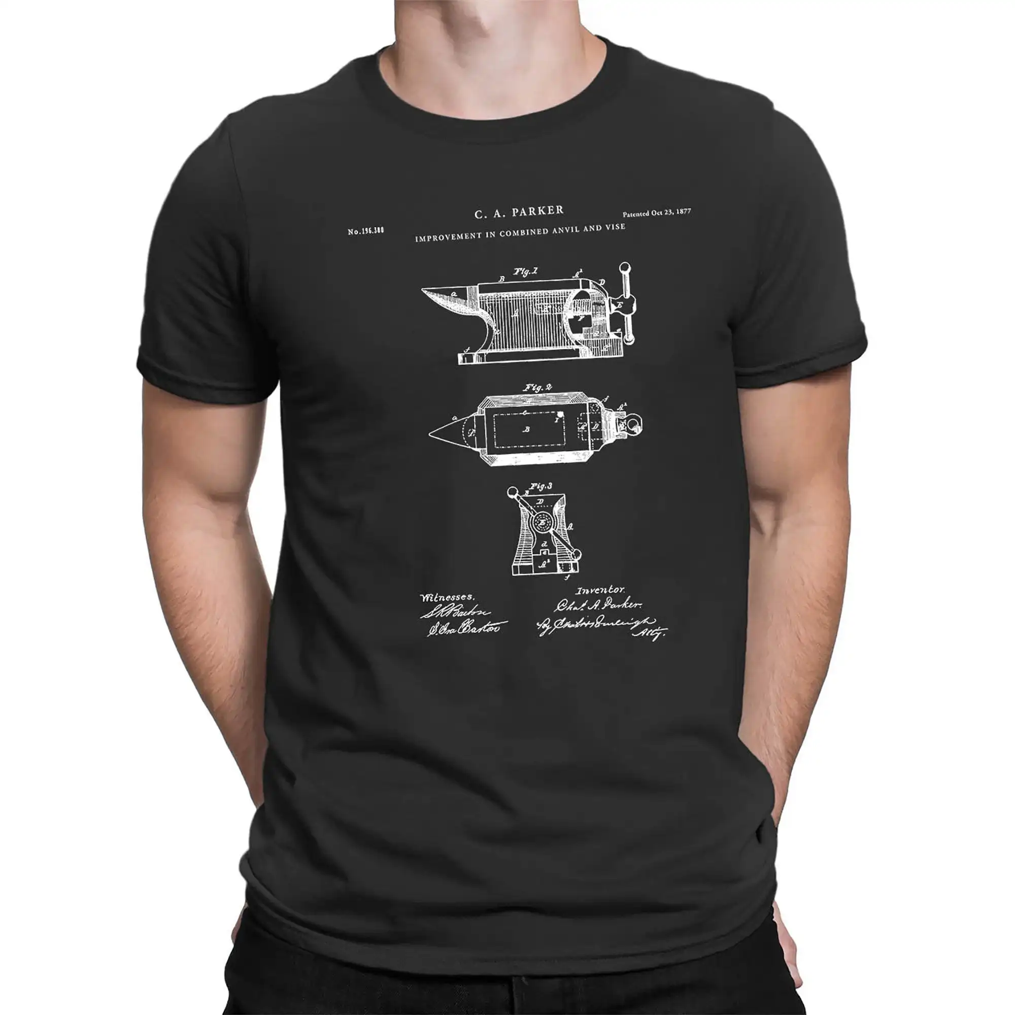 Anvil Vise Patent T Shirt 1877 Vintage Equipment Antique Tools Old Drawing PT442