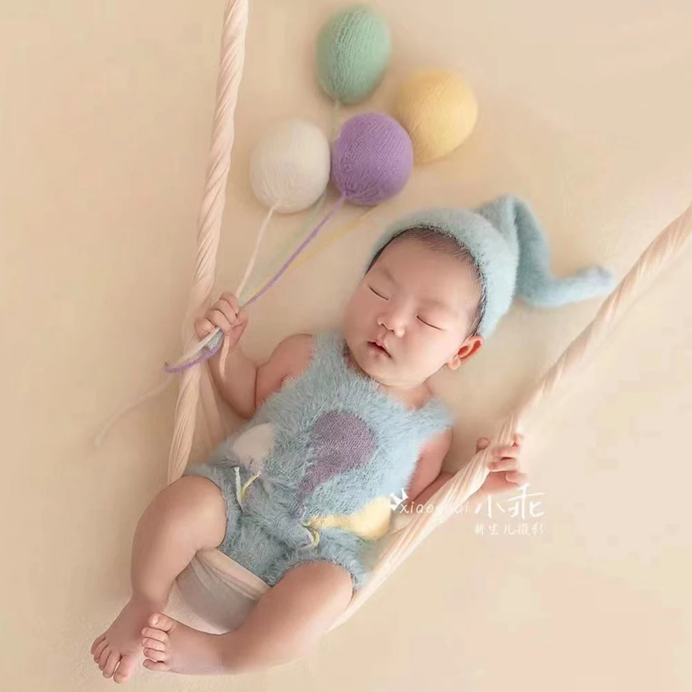 Bear Newborn Photography Outfit Knitted Newborn Boy Photoshoot Outfit Baby Boy Accessories Baby Costume Shooting Accessories