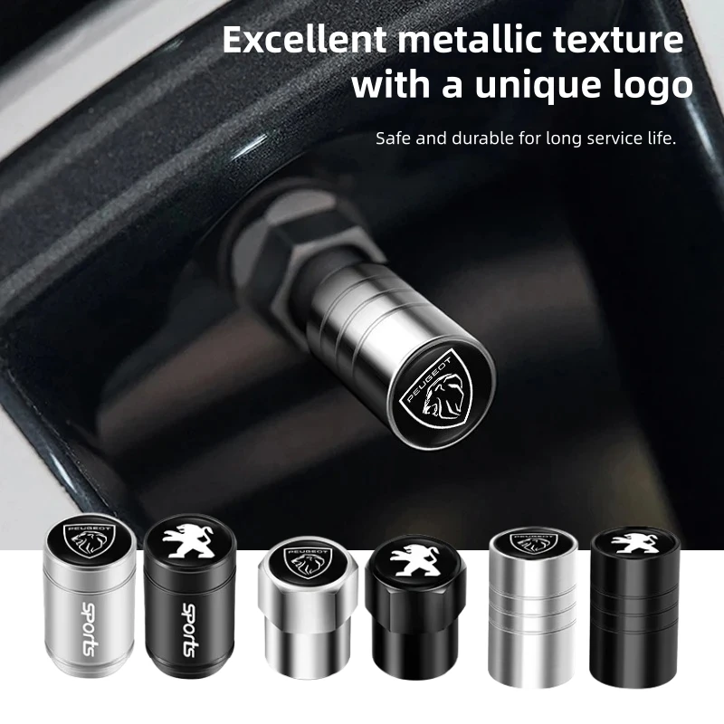 

4 PCS Car Metal Wheel Tire Valve Dust Cap Accessories for Peugeot 108 206 207 208 301 307 308 406 407 408 508 2008 3008 4008 500