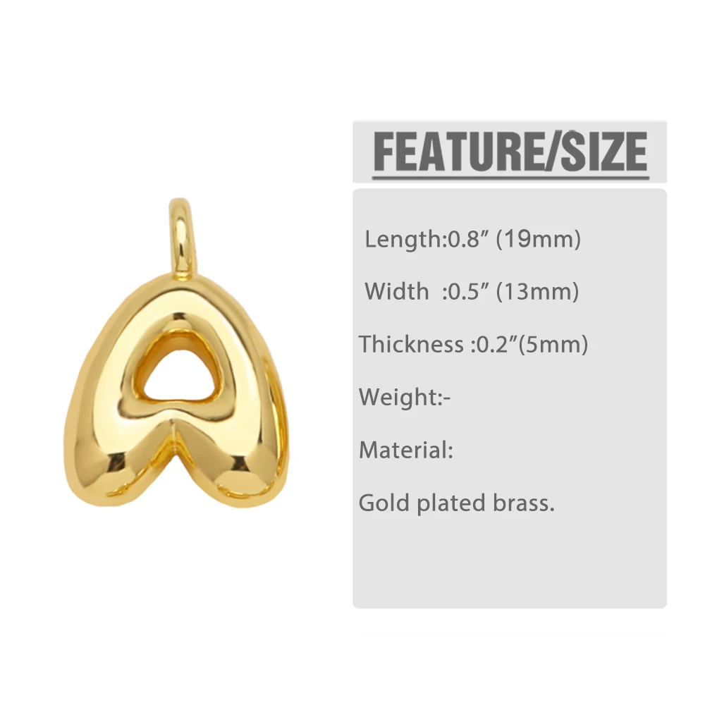 OCESRIO Polish Mini Gold Color Ballon Initial Letter Necklaces Pendant Copper Gold Plated Jewelry Making Supplies pdtb501