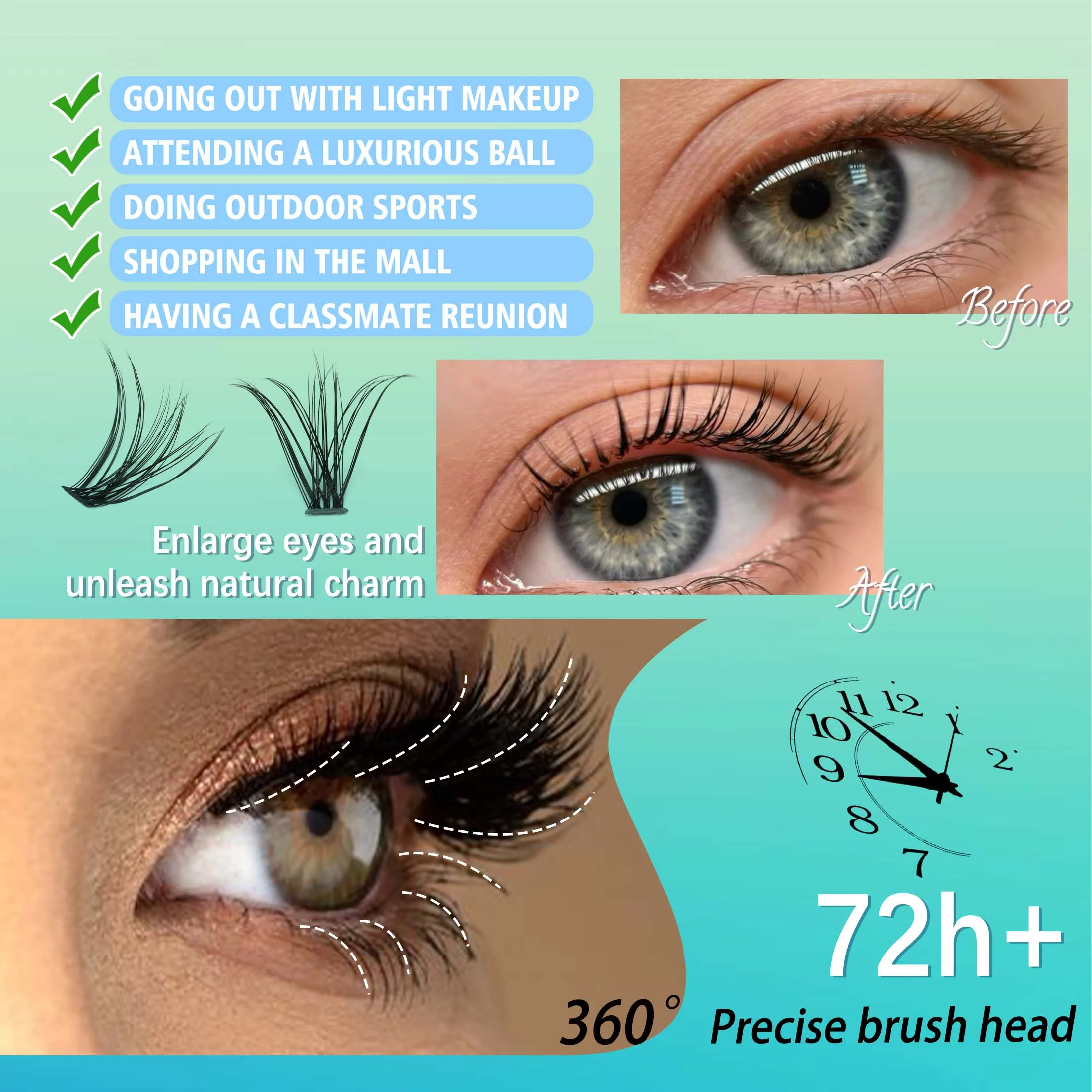 280 PCS DIY lashes extension kit D Curl 8-16mm lash กลุ่มขนตาปลอมและขนตาแต่งหน้าเครื่องมือ bond และ seal & remover