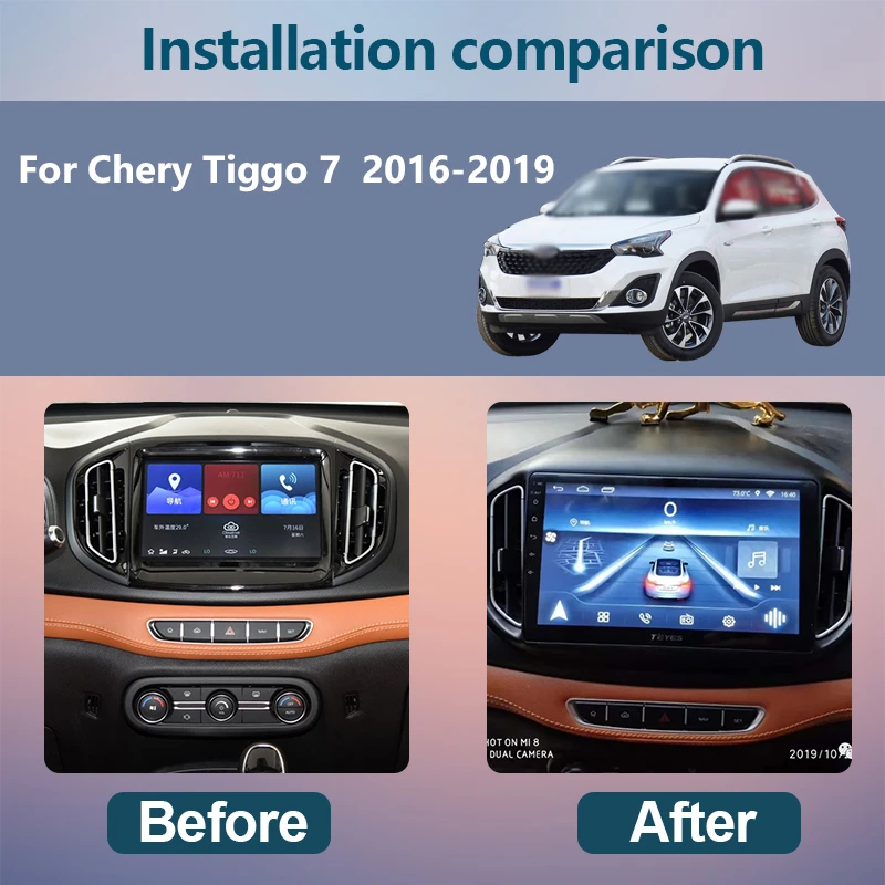 For Chery Tiggo 7 2016-2019 Car Multimedia Player Radio 10 inch Android 10.0 Octa Core 8G+256G 1280*720 Resolution Video GPS