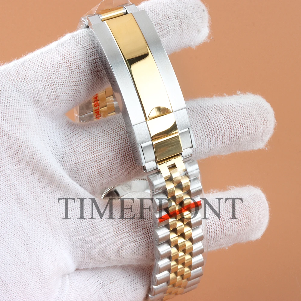40mm NH35 Gold Watch Case Dark Blue Ceramic Bezel Sapphire Glass For SUB GMT NH34 NH35 NH36 NH38 Movement Oyster/Jubilee Strap