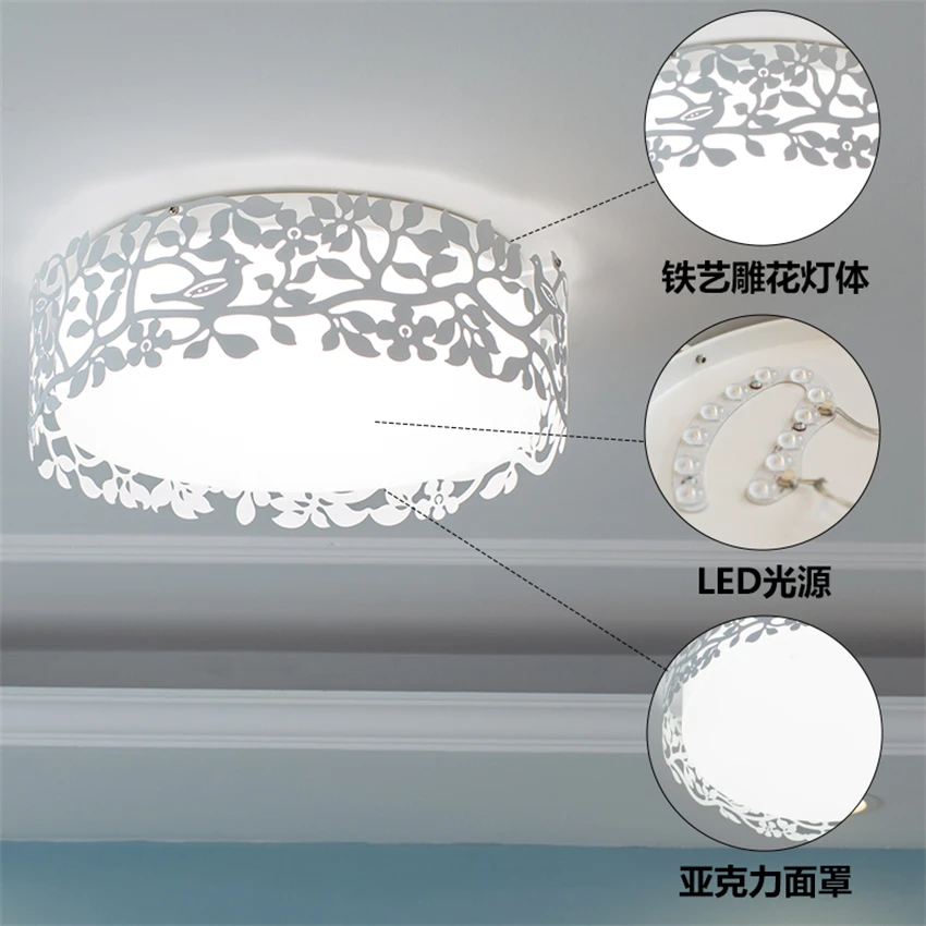 Nordic white round princess room ceiling lights bedroom living room maiden children's room round led