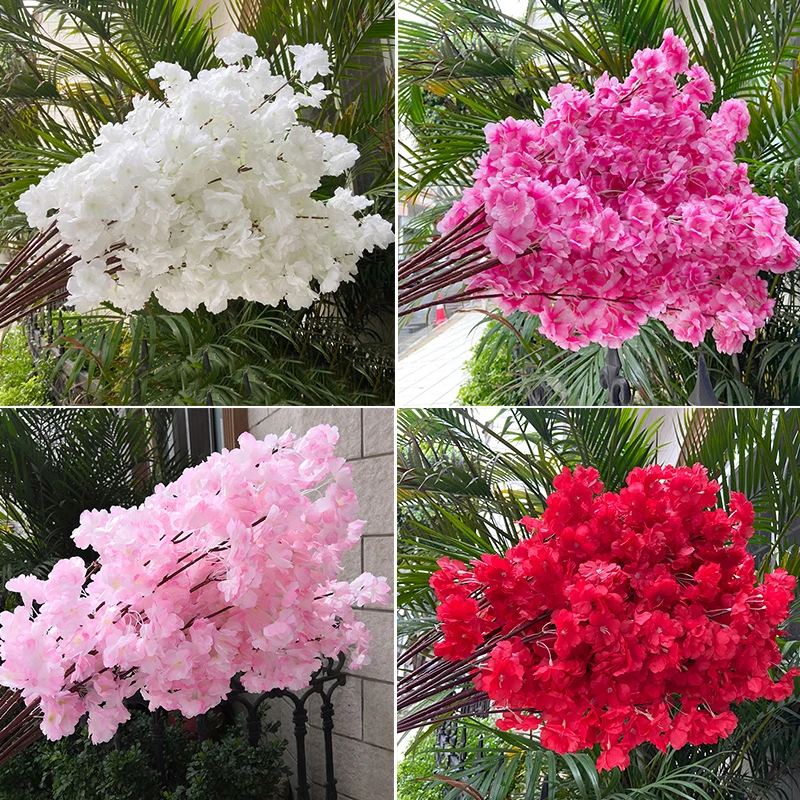 80CM Imitation Cherry Blossom Artificial Flower Silk Cloth Long Branch Flower Wedding Home Office Decoration Flower Arrangement 