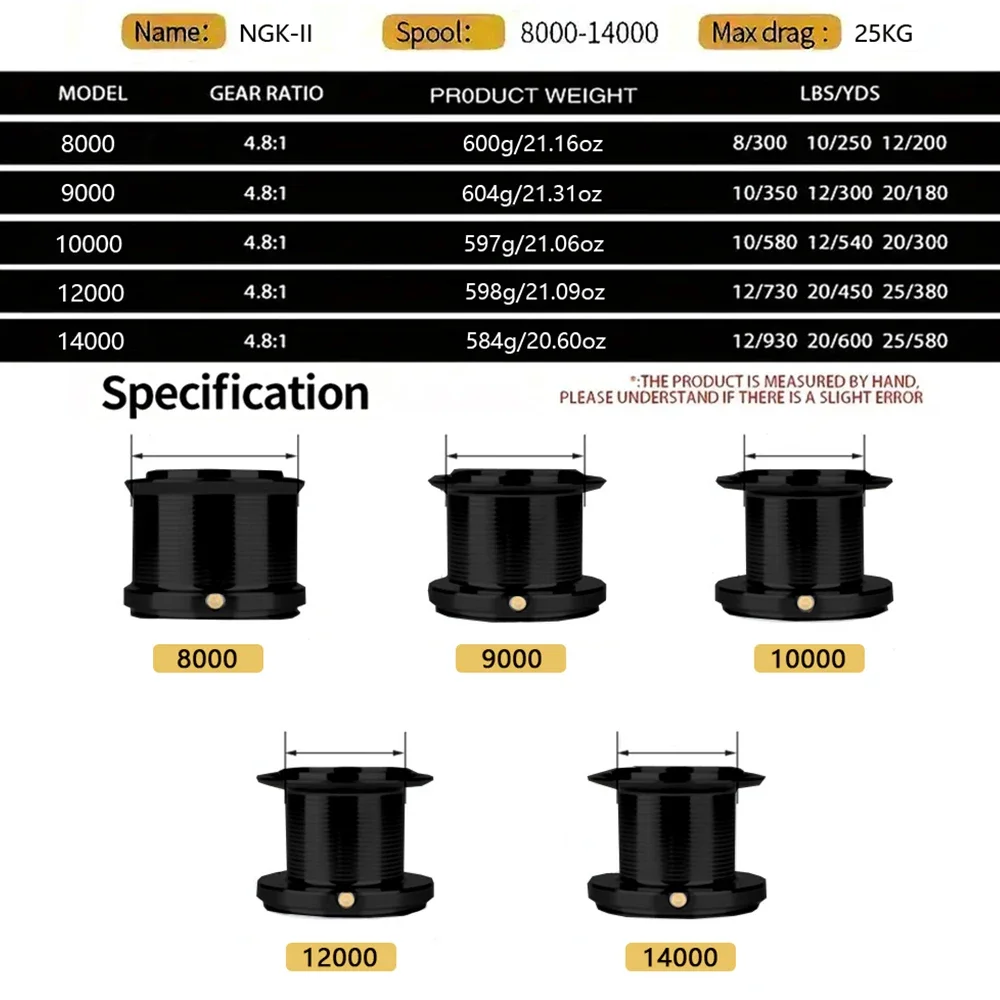 Große 25KG Max Drag Angelrolle Professionelle 4.8:1 Übersetzung Karpfen Feeder Meer- und Süßwasser Angelrolle 8000/9000/10000/12000/14000 – Detail 4