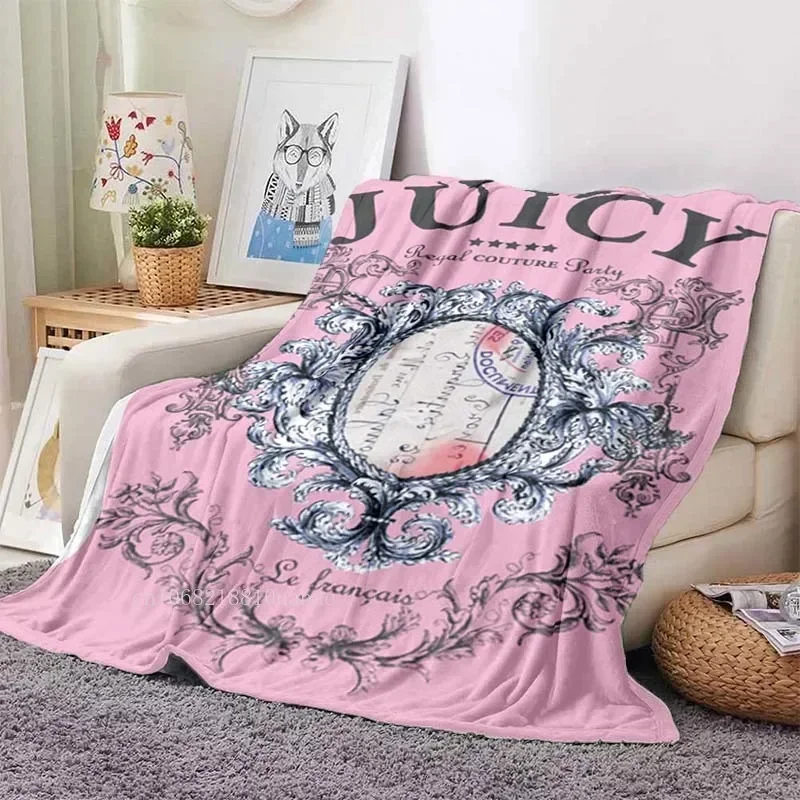 Juicy Couture Fashion Brand Blanket Flannel Bed Throw Soft Printed Bedspread Sofa Girls Blanket hello kitty blanket  grinch