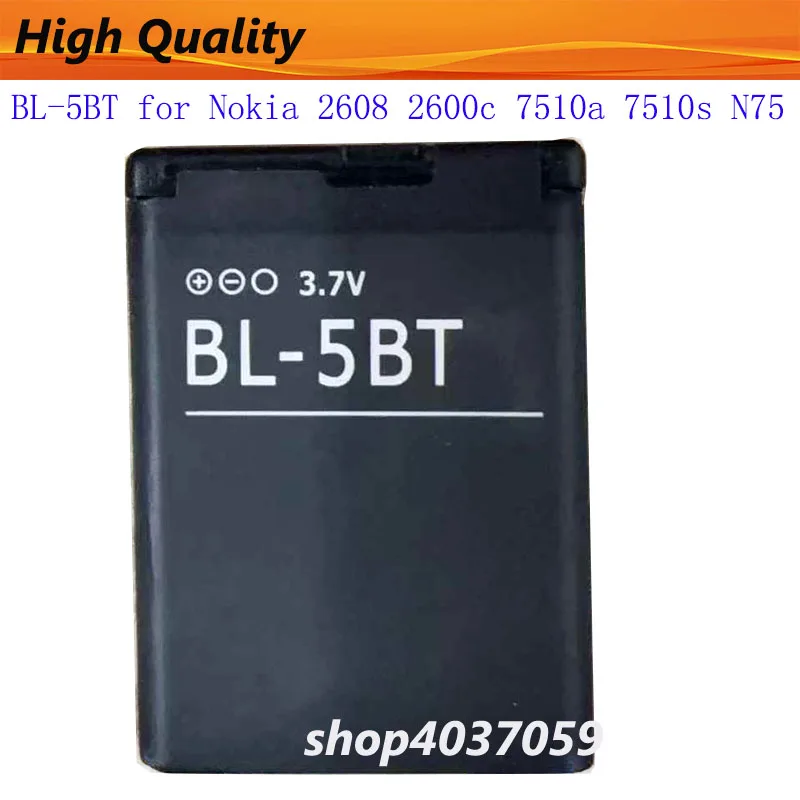 BL-5BT Batería para Nokia 2608 2600c 7510a 7510s N75 BL-5BT 870mAh BL 5BT Reemplazo de batería