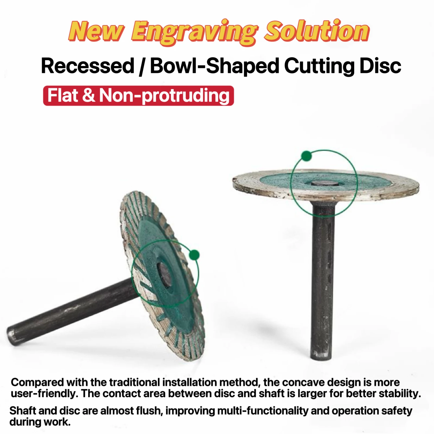 Diamond Cutting Disc, Corrugated & Flat Recessed Saw Blade, 6mm Shank for Straight Grinder, Granite Ceramic Stone Engraving