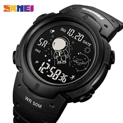 SKMEI Creative Cosmonaut Dial Time Display Wristwatch LED Light Digital Mens Sport Watches 5Bar Waterproof Clock reloj hombre