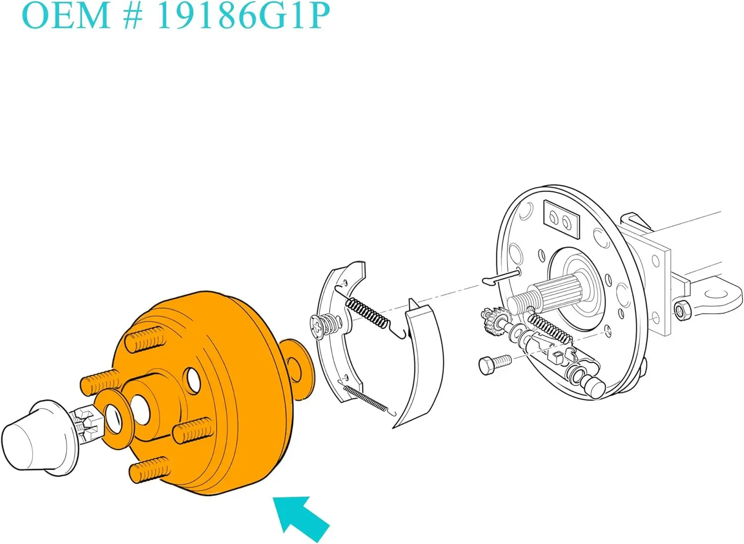 Golf Cart Brake Drum Hub Assembly For EZGO TXT PDS 1982-up Electric & 1982-1993 Dual Cycle Gas, Replace OEM #   19186G1P