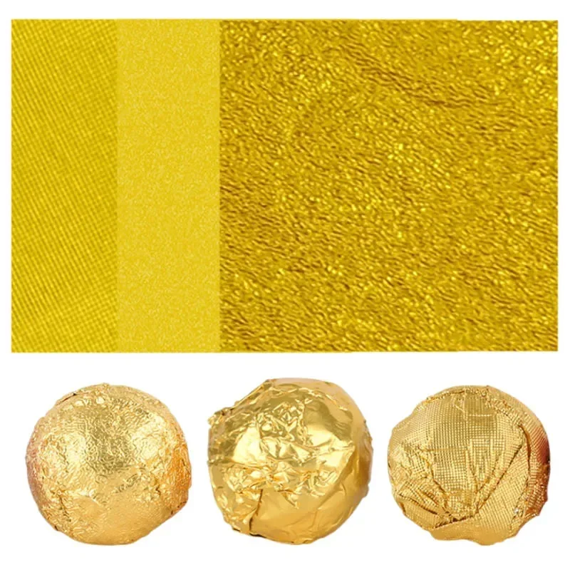 Multi-size Golden Aluminum Foil Chocolate Wrapping Paper Candy Cookies Packaging Paper Baby Shower Birthday Wedding Party Decor