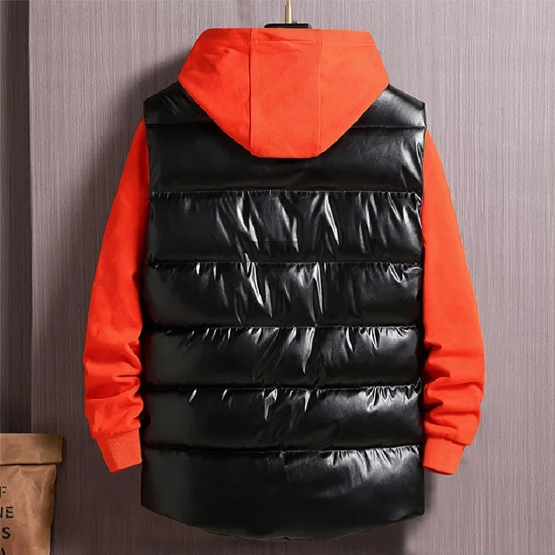 Plus Size Sleeveless Jackets Men Loose Winter Warm Vest Male Pu Leather Waterproof Plus Big XXXXXL Casual Work Zipper Waistcoat - Image 3