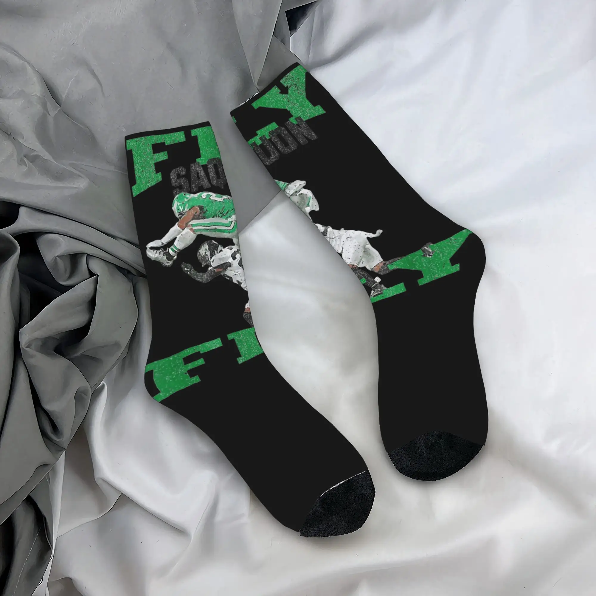 Casual Women Men Crew Socks FLY SAQUON FLY Football No Look Reverse Hurdle Merch Soft  Sweat Absorbing Dress Socks