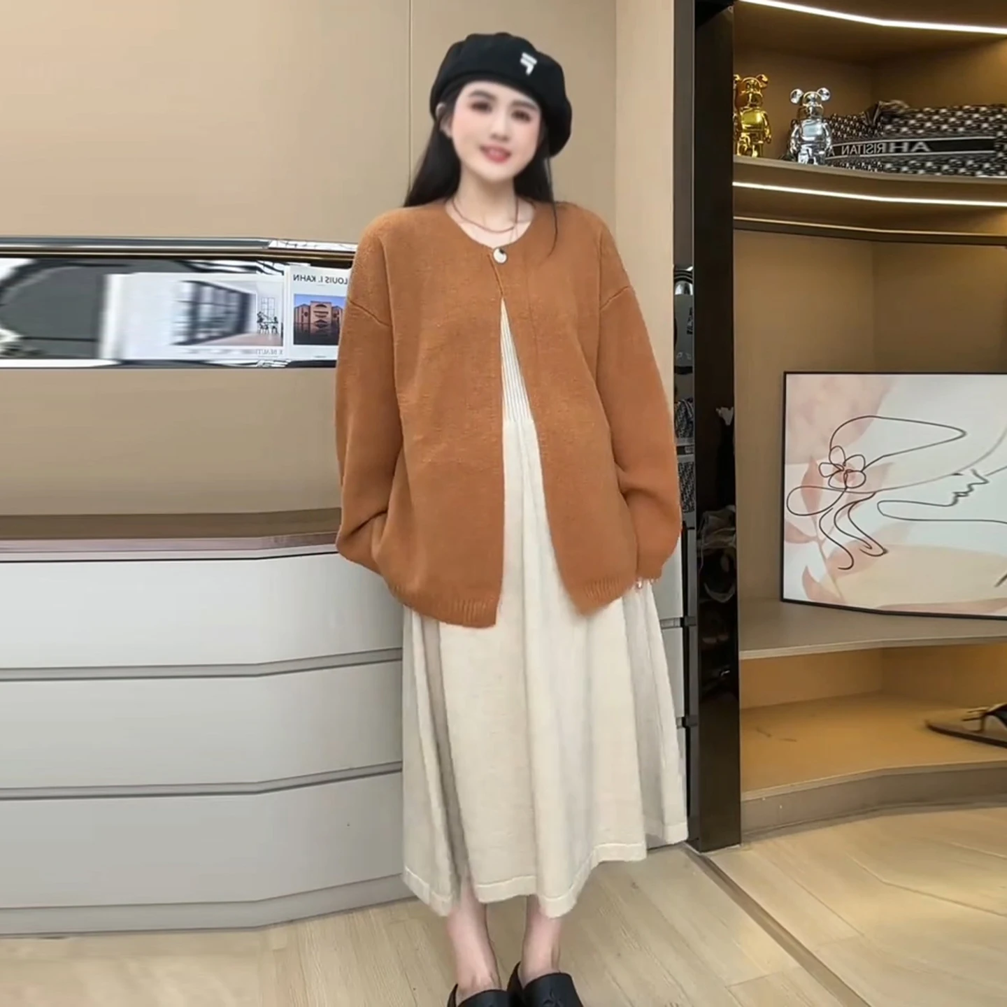 completo-da-maternita-in-stile-coreano-ideale-per-l’autunno-e-l’inverno-cardigan-e-abito-in-maglia-modello-aderente-strato-base-abbigliamento-femminile-alla-moda-taglio-ampio