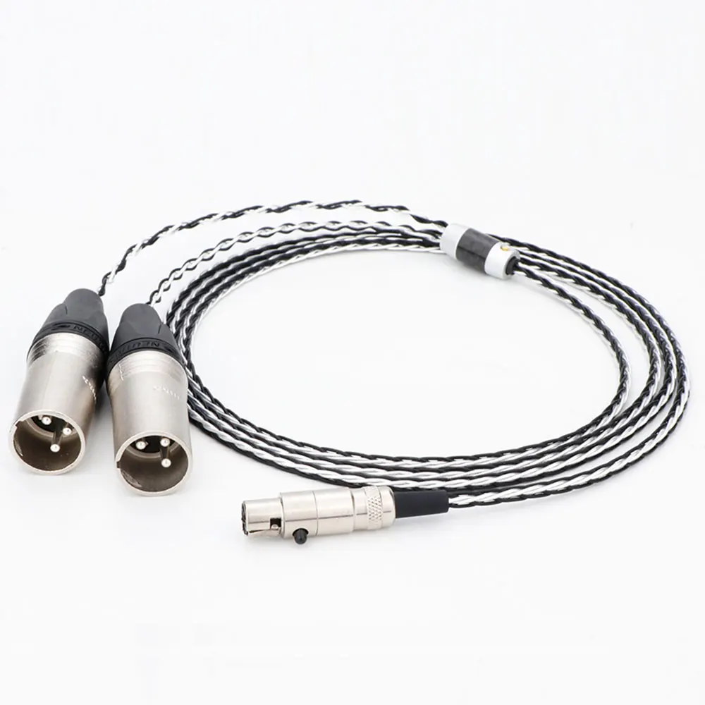 TOP-HiFi OCC Silver Plated Audio Cable Mini Female 5 Pins To 2 XLR Male Plug Cable