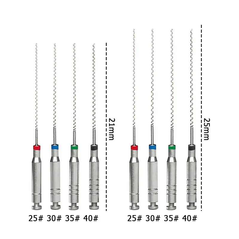 1 Box Dental Rotary Paste Carriers Spiral Filler Engine Filling Paste 21mm 25mm Assorted 25#-40# Dentistry Channel Spiral Tool