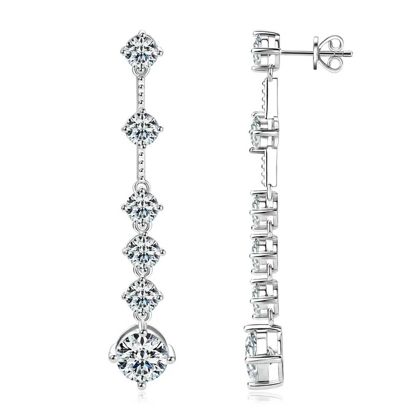 

Lycfn D Color Moissanite With GRA Dangle Earrings For Women 925 Sterling Silver Long Tassel Ear Drops Engagement Wedding Jewelry