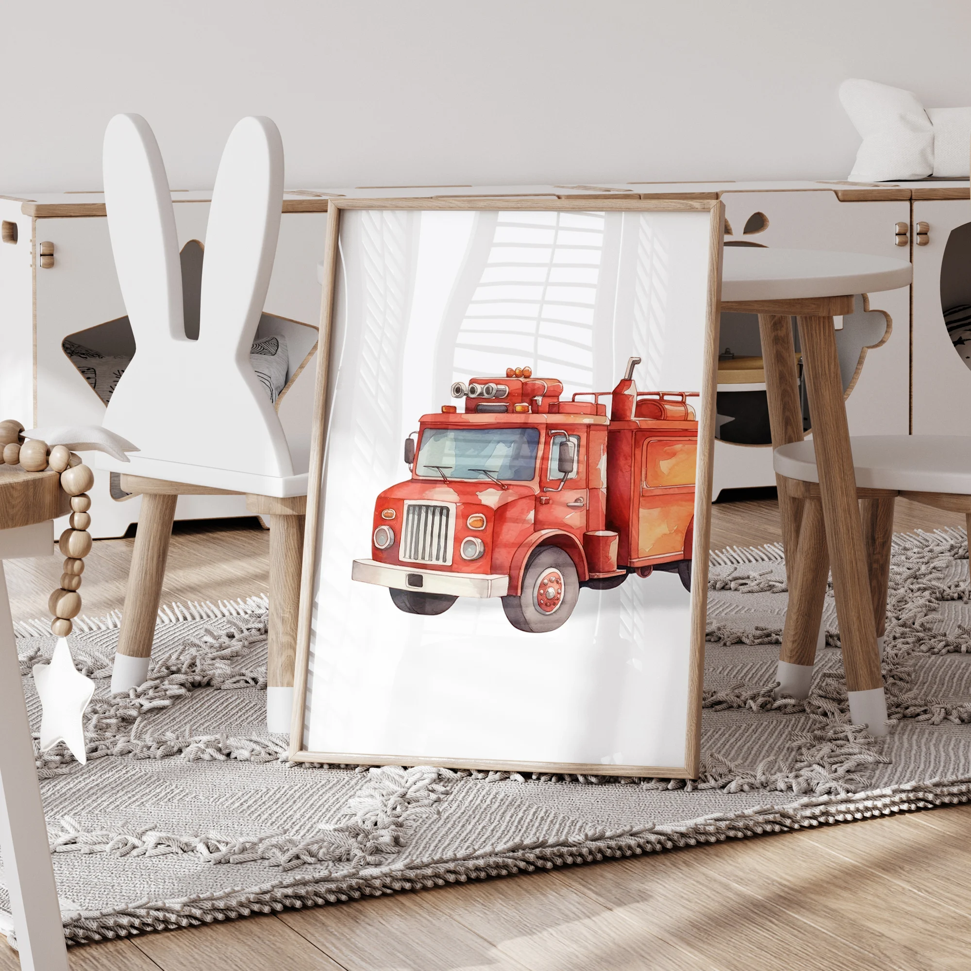 3pcs Personalized Custom Name Cartoon Child Firefighter Wall Art Print Picture Canvas Poster Painting For Living Room Home Decor