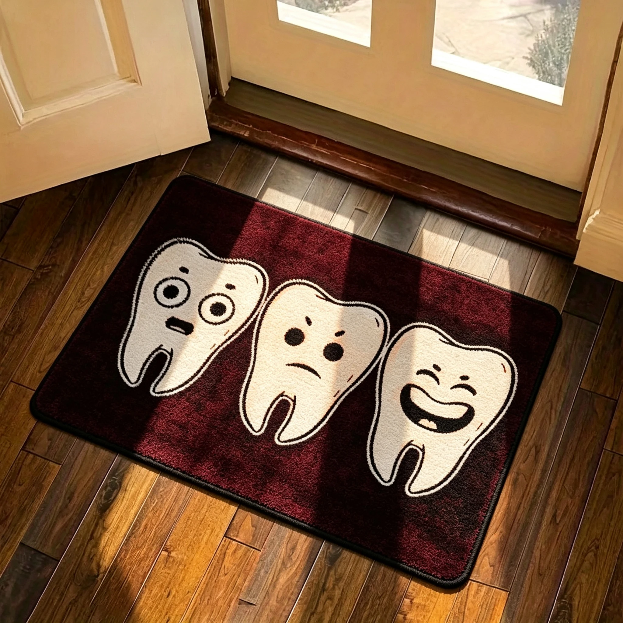 Funny Cartoon Tooth Welcome Doormat for Front Door Floor Mat Home Decor Cute Teeth with Various Moods Art Print Stylish Indoor
