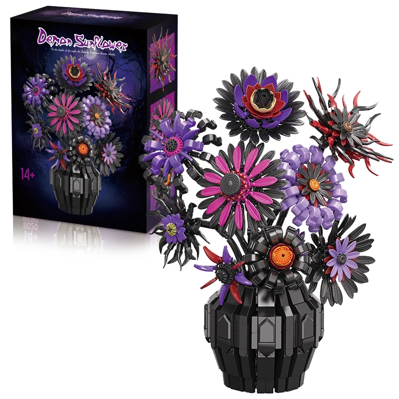 

Dark Bouquet Building Toys Gothic Flowers Bricks DIY Plant Blocks Sets Room Decoration Toys Kids Adults Festival Gifts 1183pcs