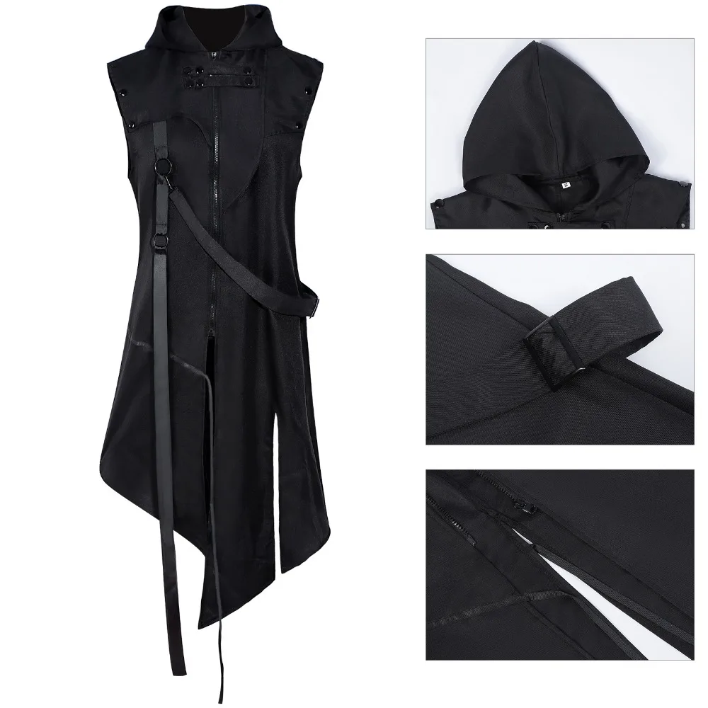 

Gothic Punk Long Sleeveless Waistcoat Renaissance Medieval Costume for Cosplay