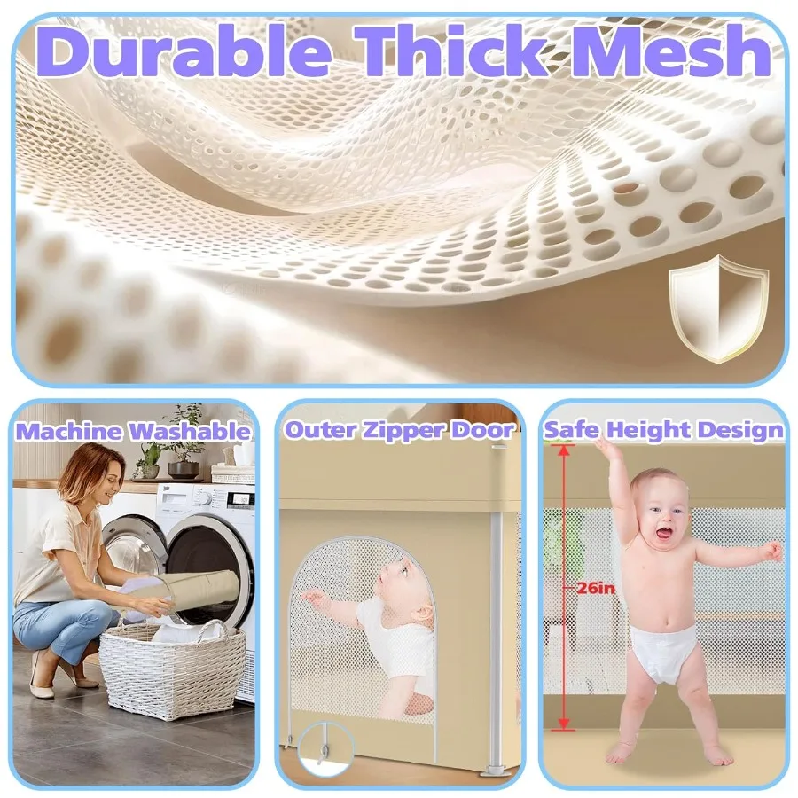 روضة أطفال قابلة للطي للأطفال الصغار مقاس 50 بوصة × 50 بوصة مع حقيبة حمل و50 كرة محيطية للأطفال في الأماكن المغلقة والخارجية